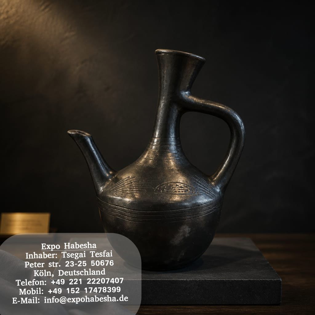 Jebena Kaffeekanne aus Ton, schwarz