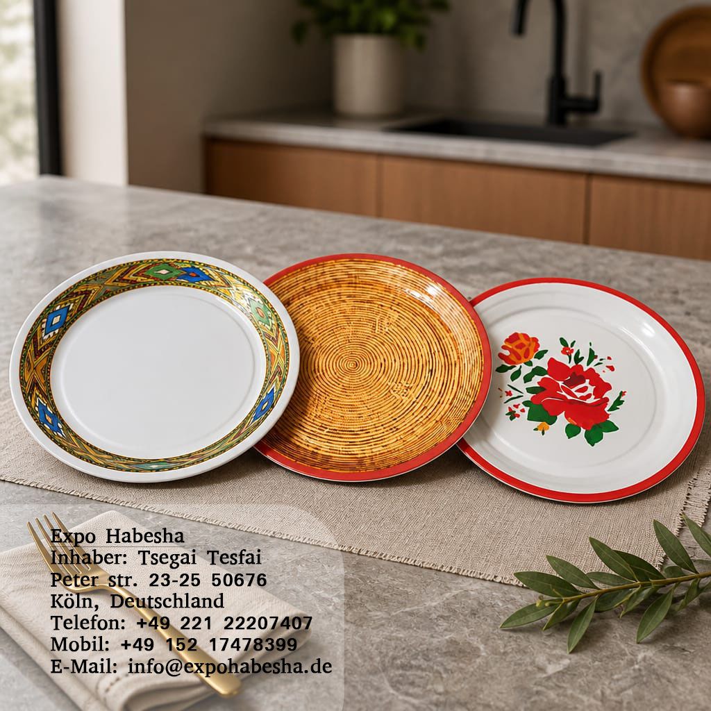 Mebl'i Injera Teller-Set emailliert, 3er